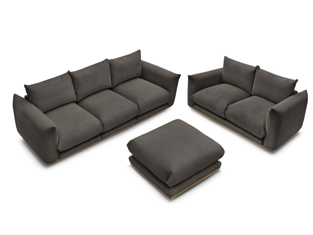Bobochic Ernest Sofa 5-Sitzer mit Pouf Cordsamt Taupe
