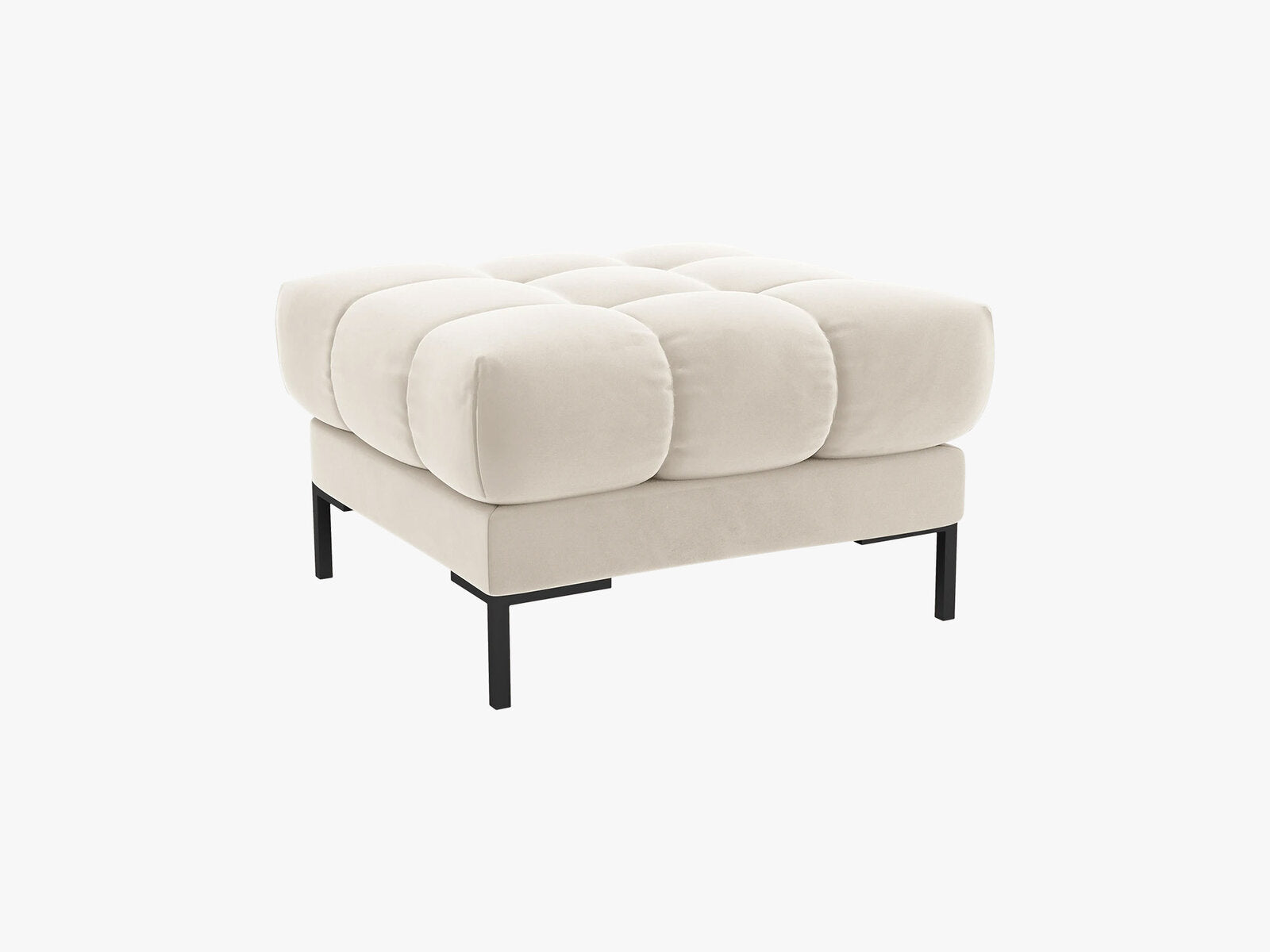 Micadoni Hocker Mamaia 1-Sitzer Samt Bluvel Helles Beige schwarze Beine