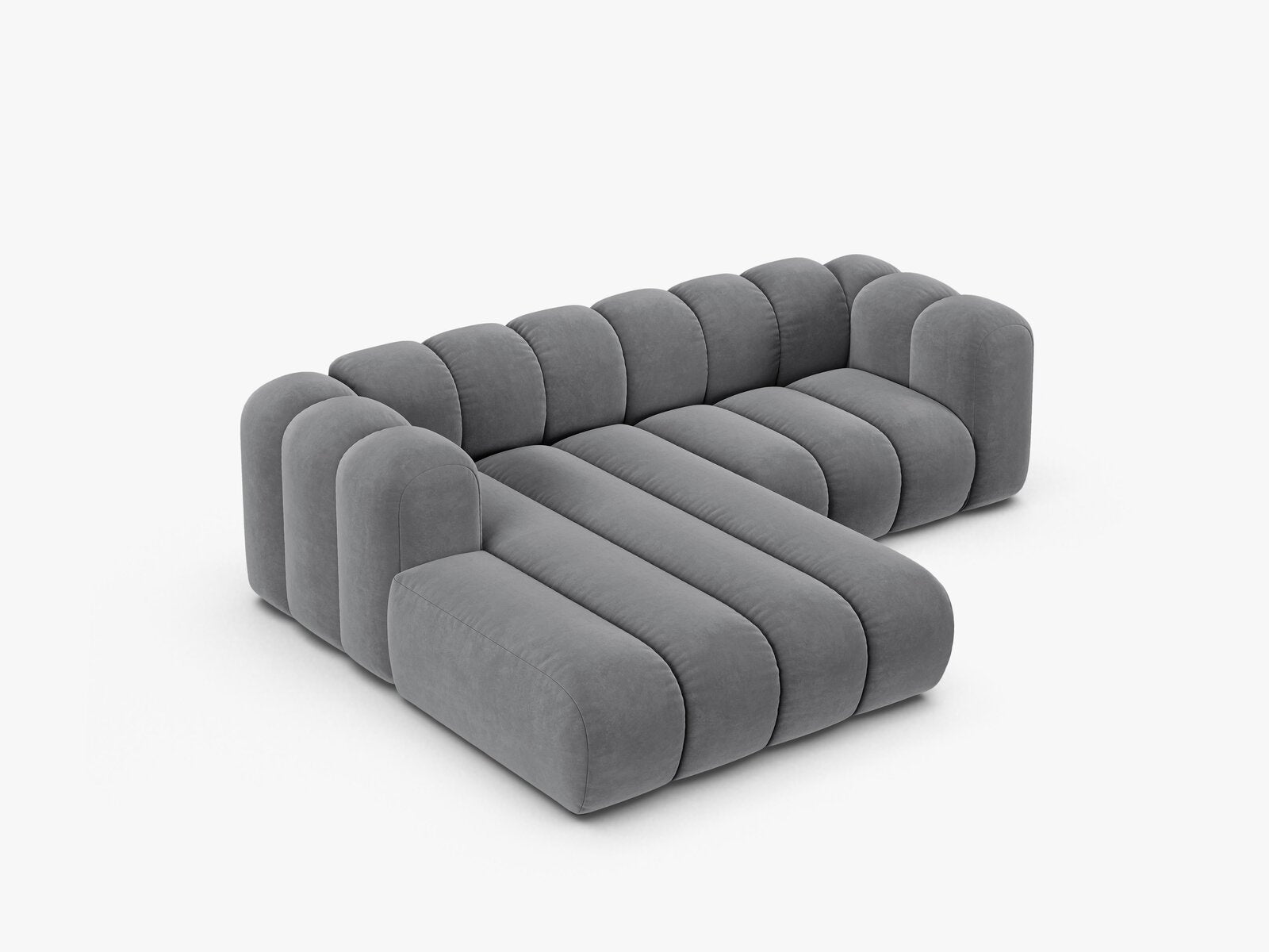 Micadoni Modulares Ecksofa Lupine 3-Sitzer Links Samt Salvador Grau