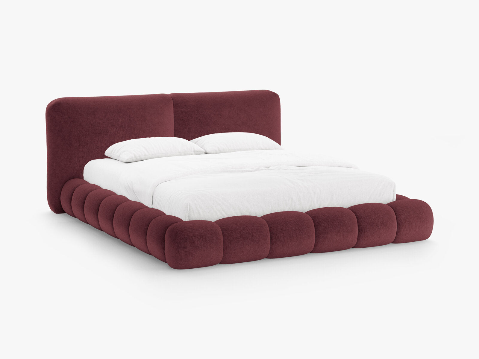Micadoni Stauraumbett mit Kopfteil Solange Chenille Perfect Harmony Kirschholz