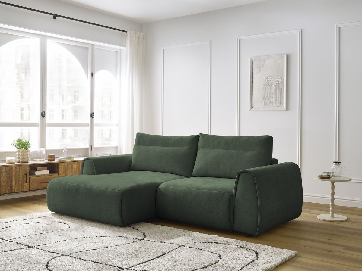 Bobochic Aden Ecksofa 246 × 152 cm Stoff Grün Ecke links