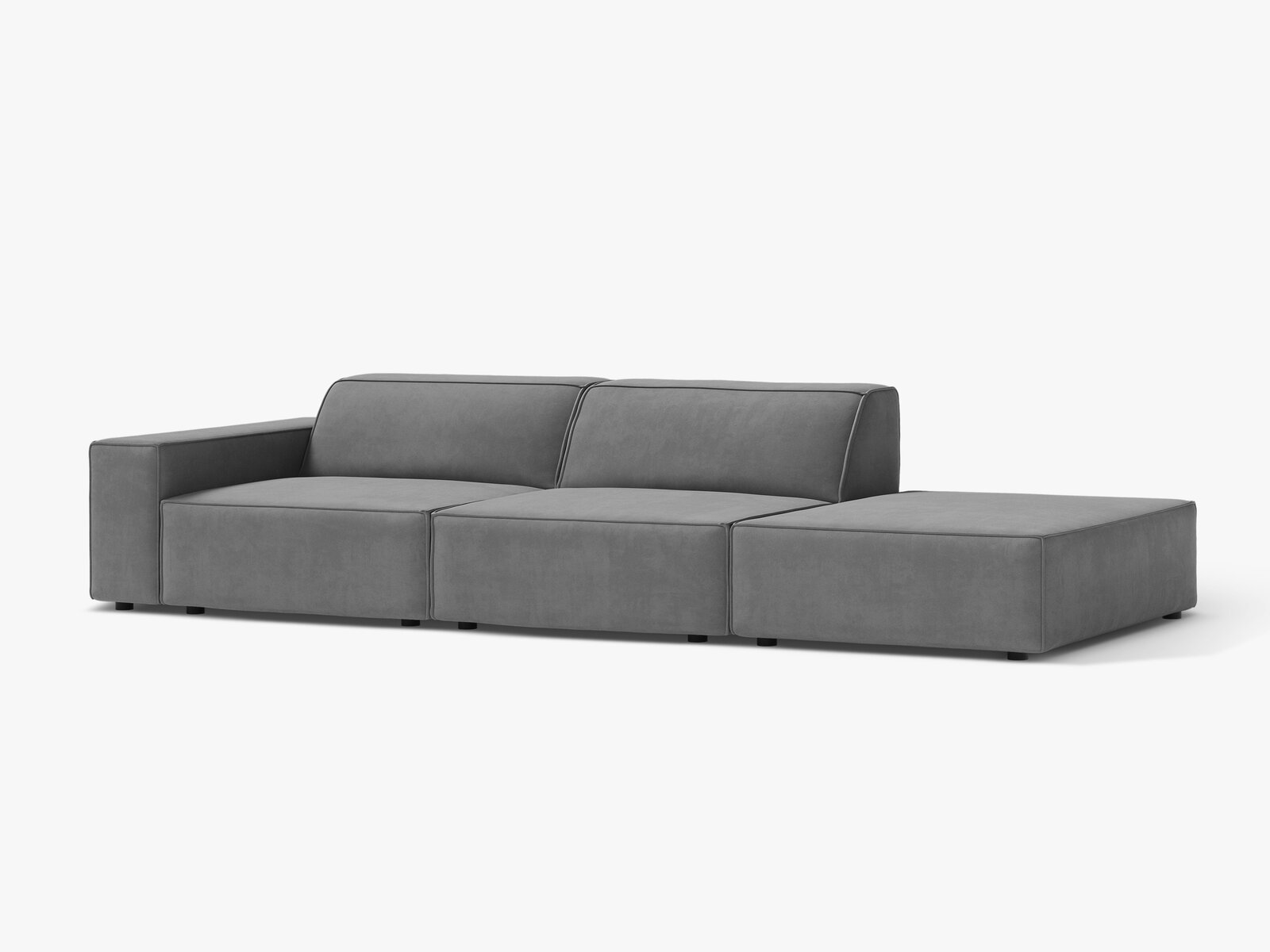 Micadoni Sofa Jodie 3-Sitzer Rechts Samt Venus Hellgrau