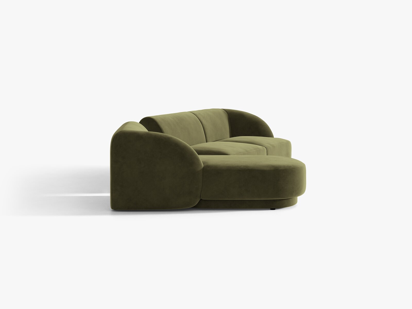 Micadoni Modulares Sofa Miley mit Recamiere 3-Sitzer Links Samt Bluvel Grün
