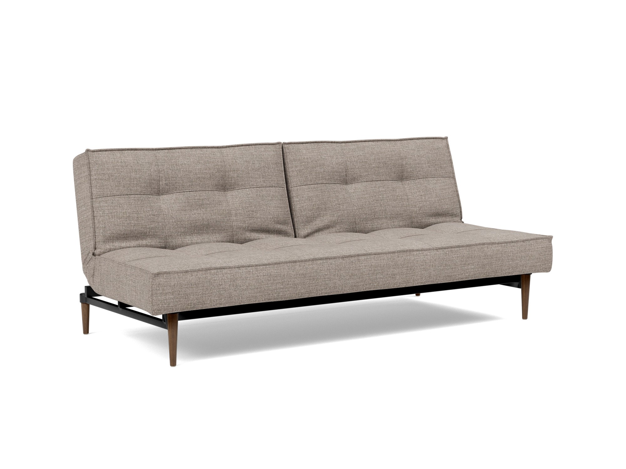 Schlafsofa Splitback Chenille Yuveno 472-Warm-Grey Beine Styletto Eiche dunkel