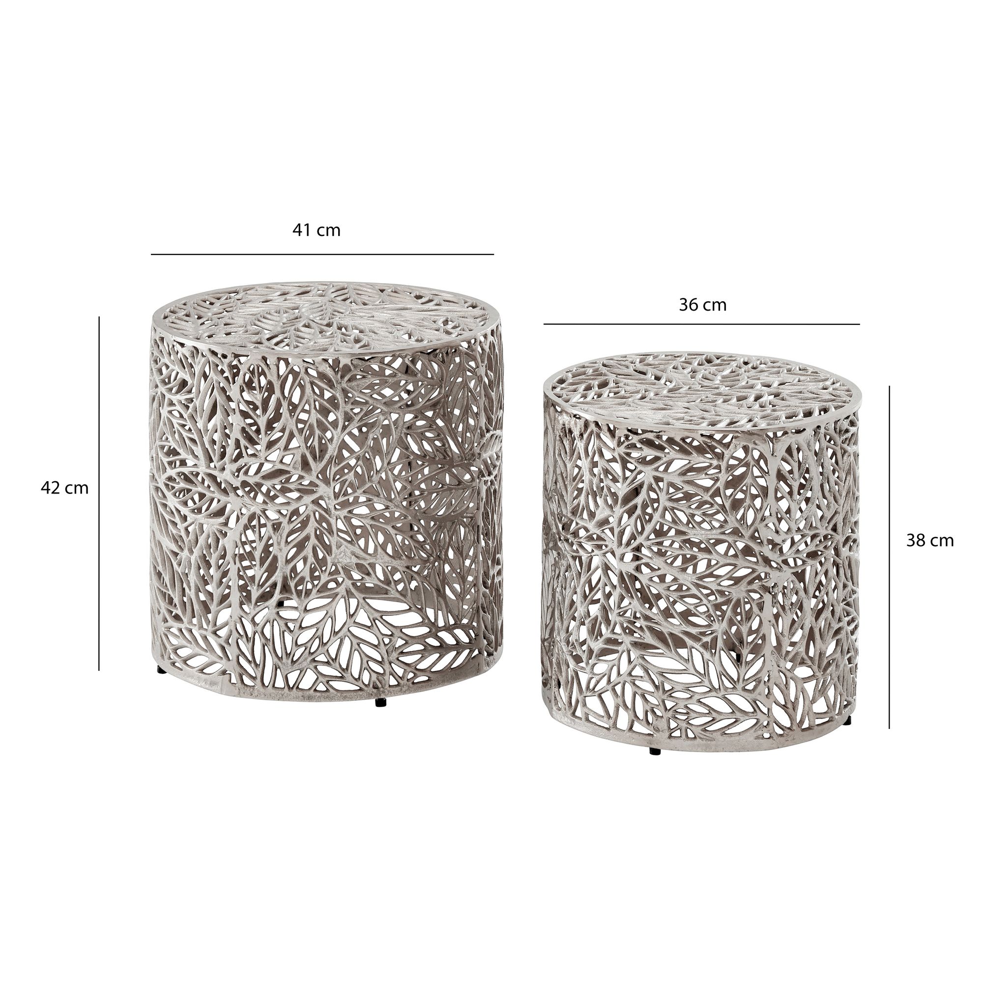 Satztisch 2er-Set Nesoya Aluminium Silber Ø 41 cm