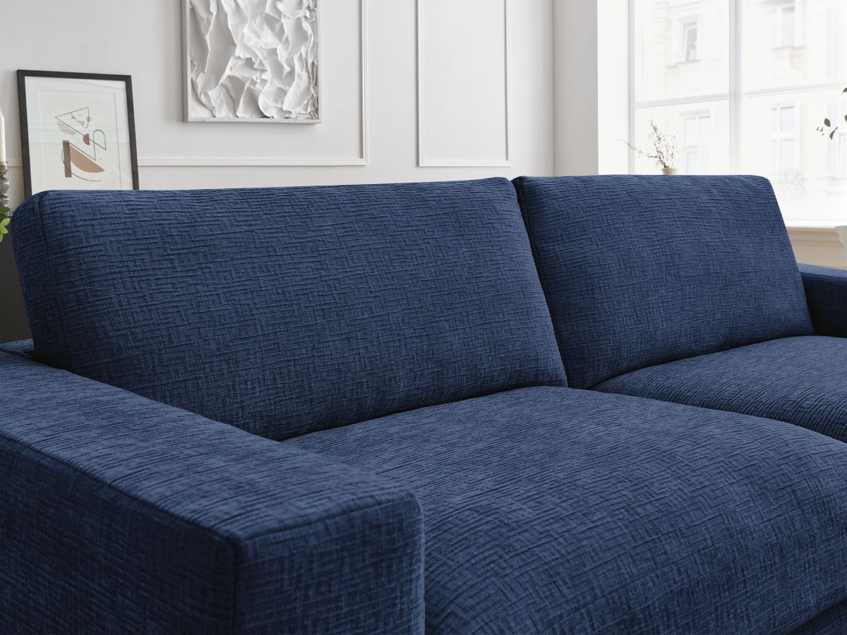 Bobochic Leonard Ecksofa 274 × 159 cm Strukturstoff Dunkelblau Ecke rechts