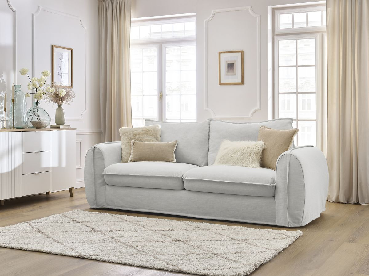 Bobochic Archimede Schlafsofa 3-Sitzer Stoff Hellgrau, Liegefläche 140 × 194 cm