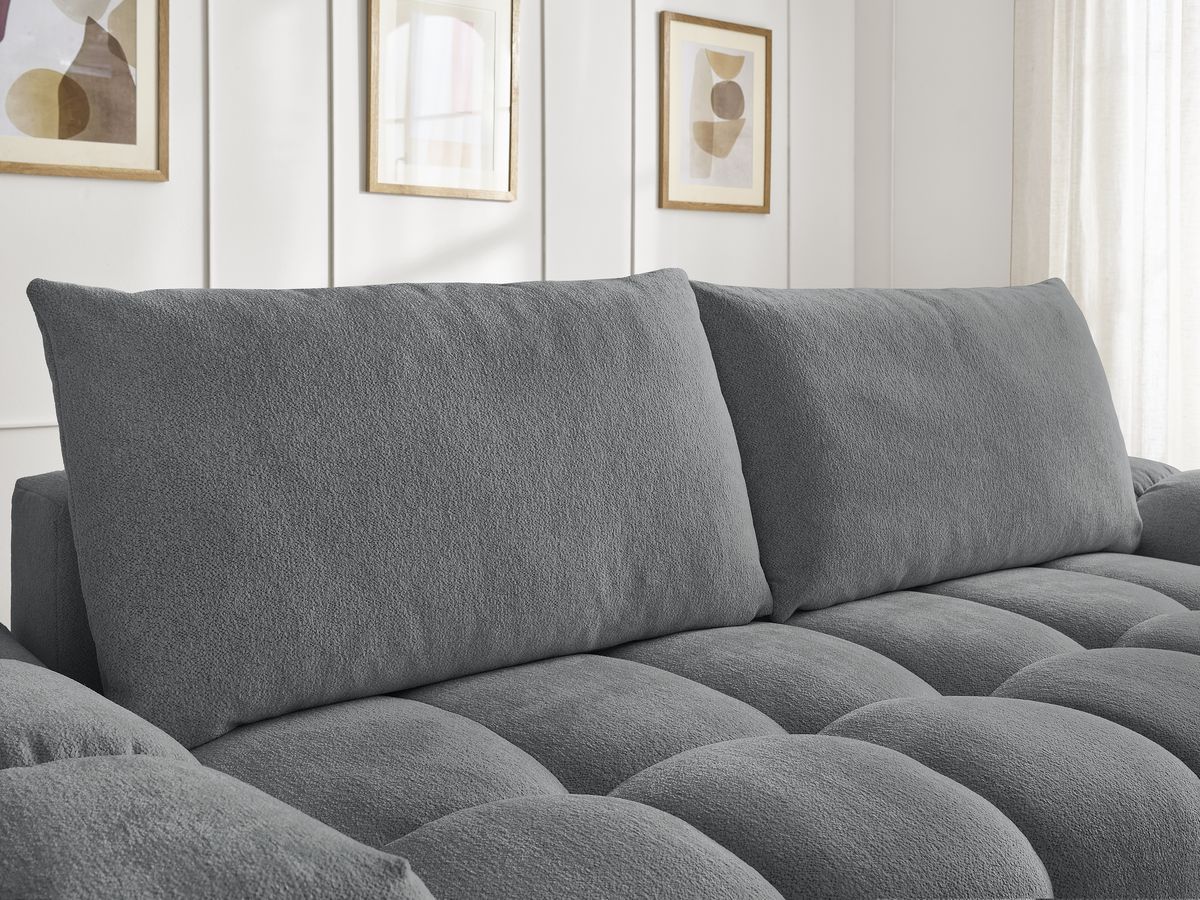 Bobochic Everest Sofa 3-Sitzer, 2 Kissen Melange-Stoff Dunkelgrau