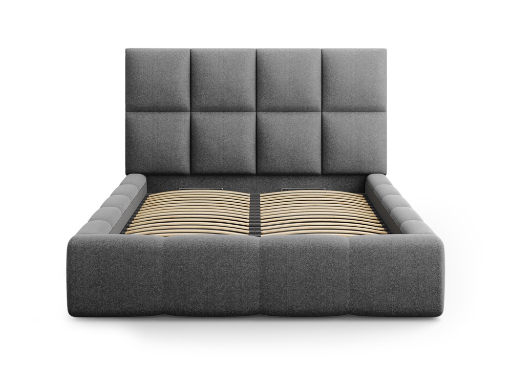 Cosmopolitan Design Stauraumbett mit Kopfteil Livigno 160x200 Strukturierter Stoff Solid Dunkelgrau