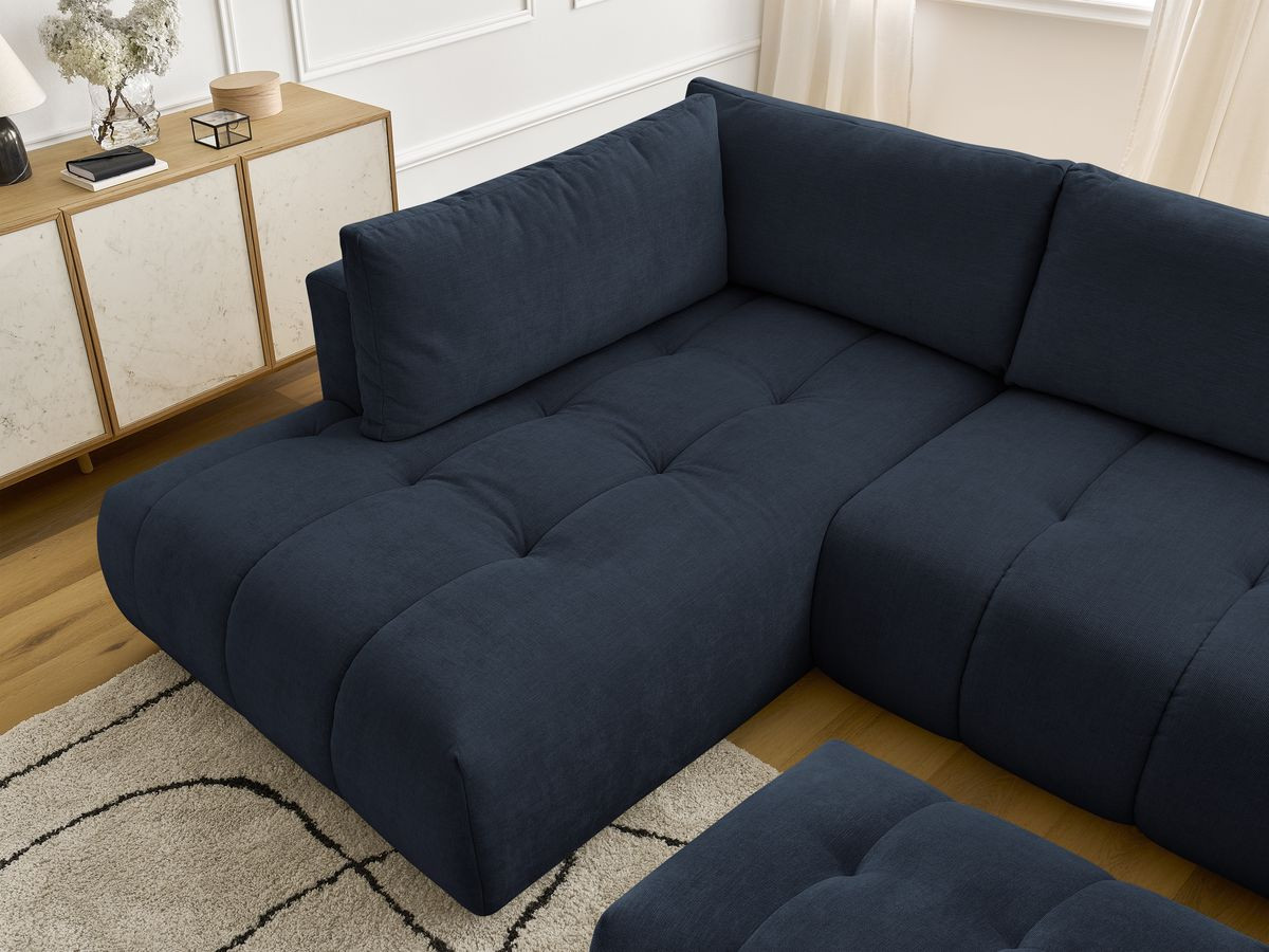 Bobochic Fuji Wohnlandschaft mit Pouf Stoff Dunkelblau Ecke rechts