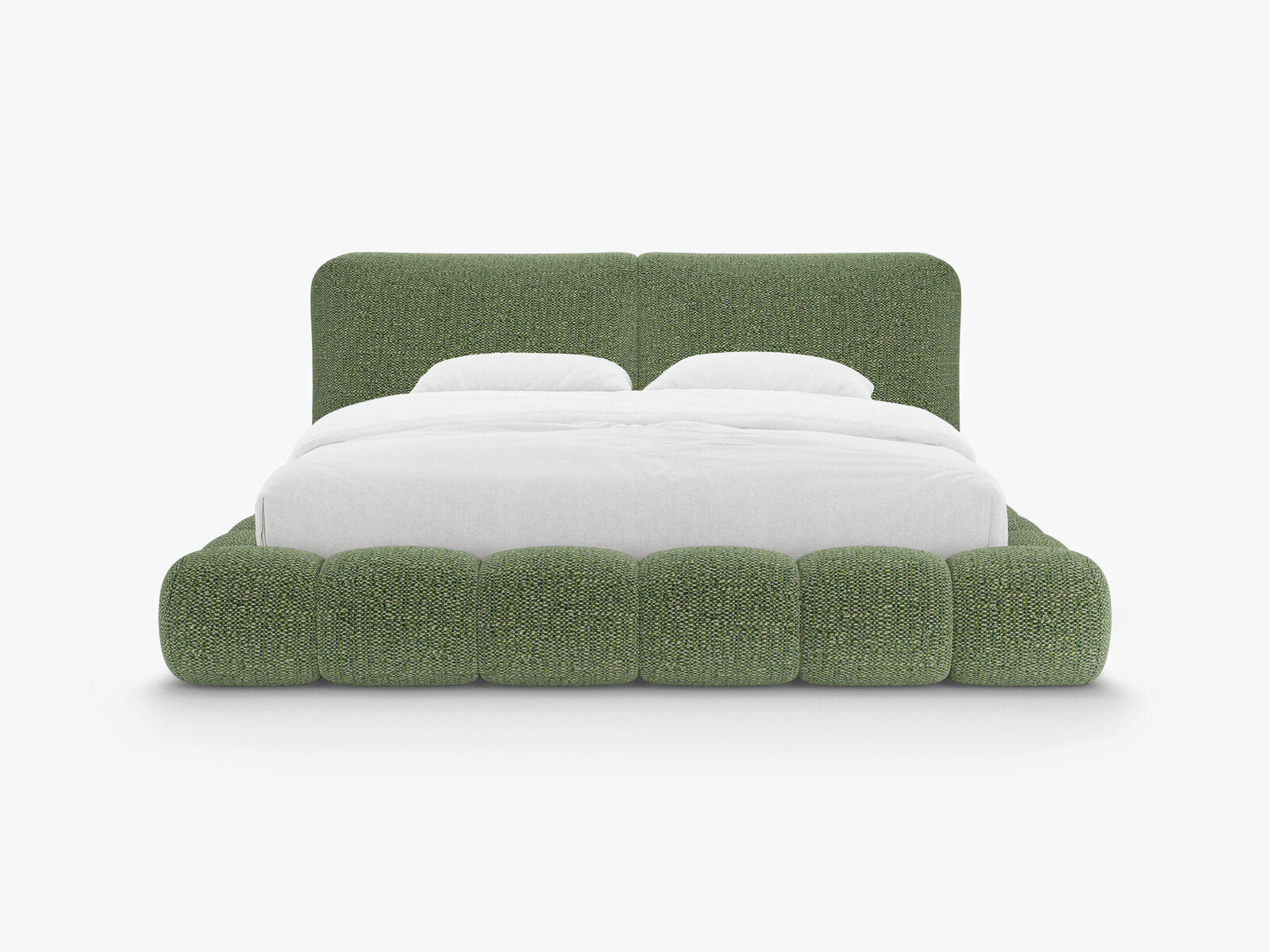 Micadoni Stauraumbett mit Kopfteil Solange Chenille Silencio Grün 200x200