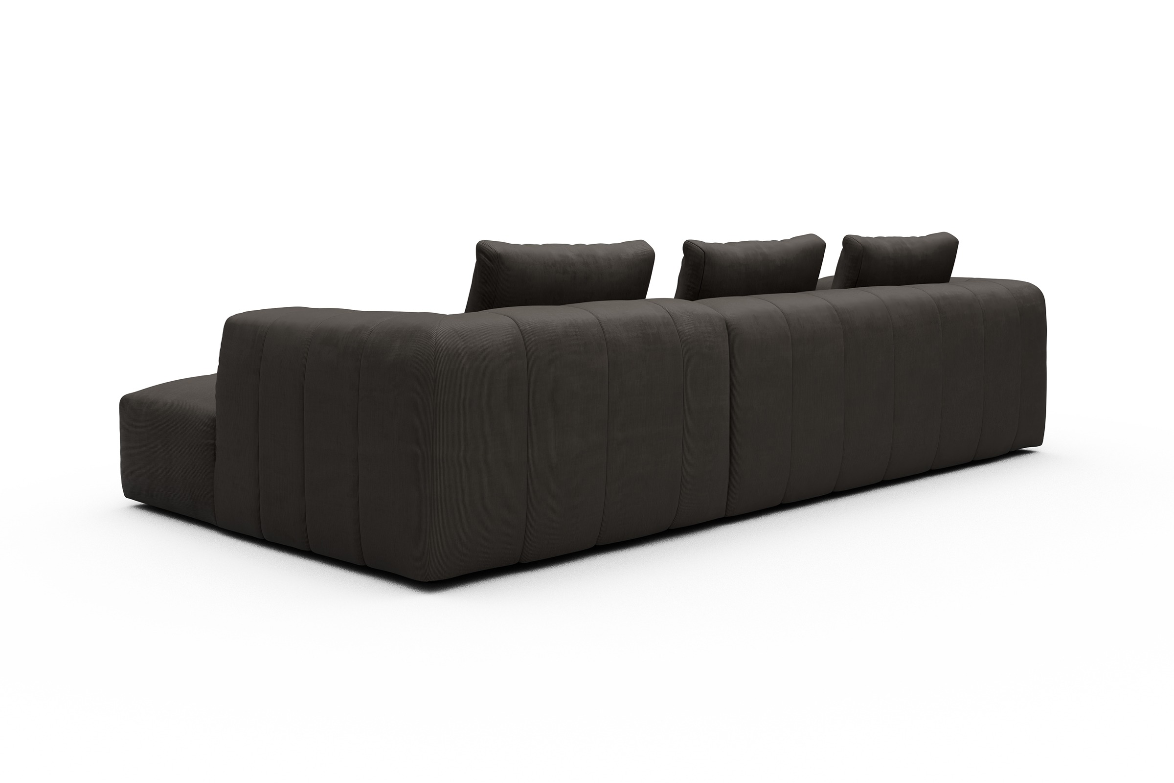 Ecksofa Hugo 2,5-Sitzer Armlehne links mit Chaiselongue Cordufine-Taupe