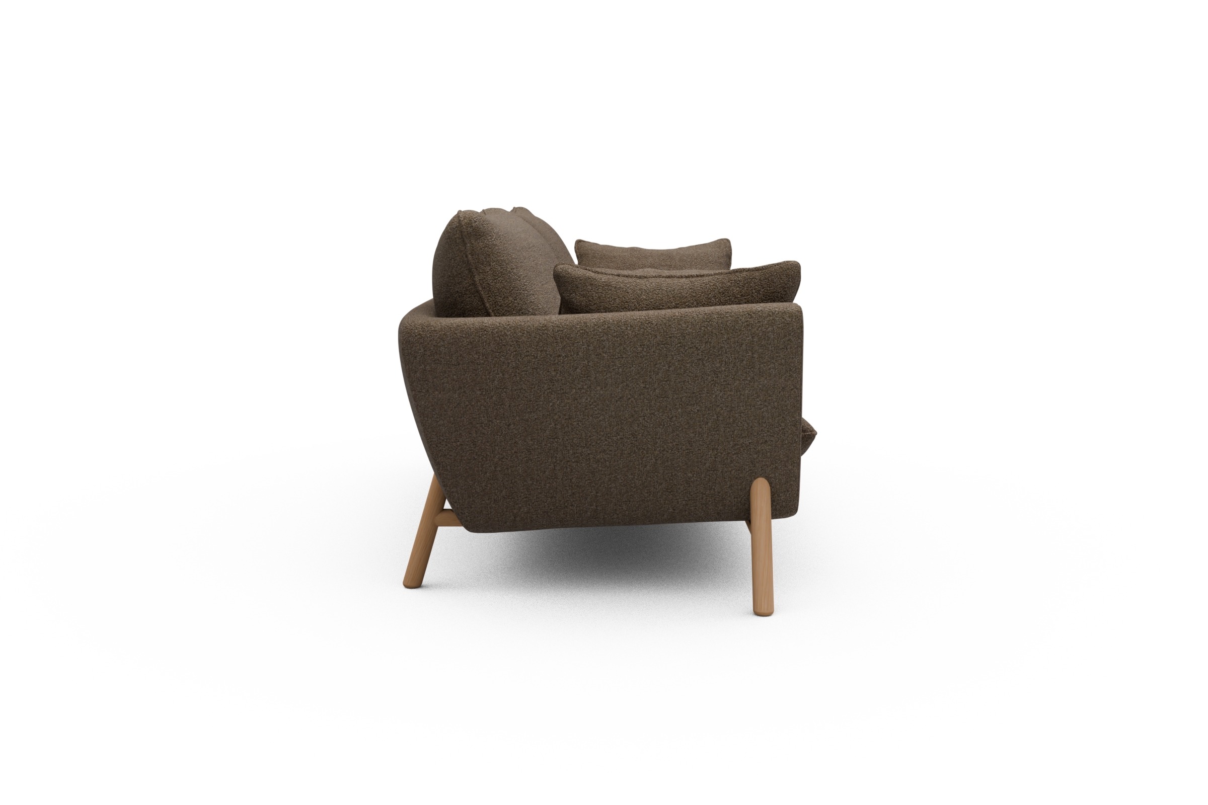 Sofa Emil 3-Sitzer Beinfarbe Eiche Natur Aivi-Khaki-Brown