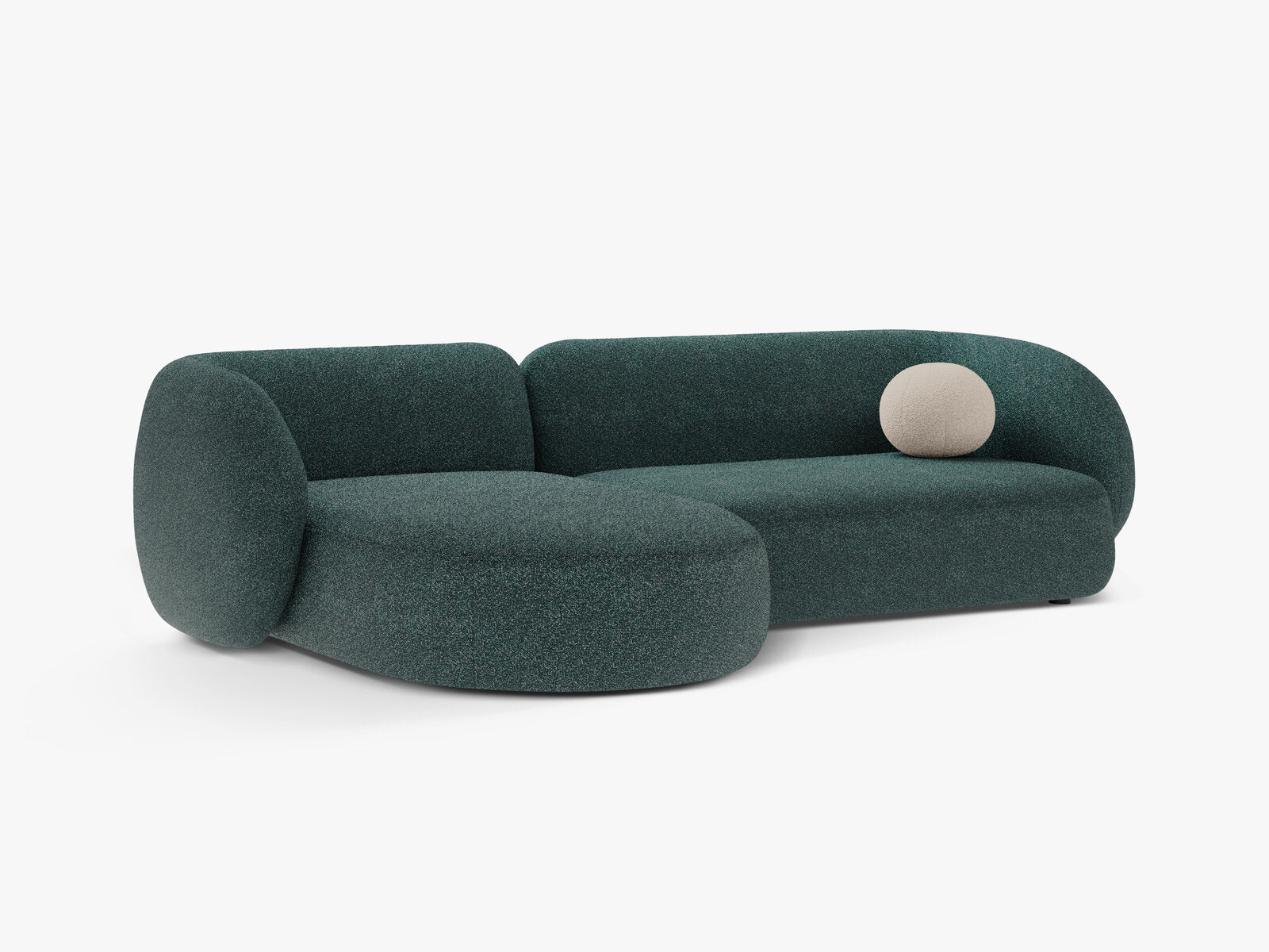Micadoni Ecksofa Kate 3-Sitzer Links Strukturierter Stoff Puente Grün Blau Melange