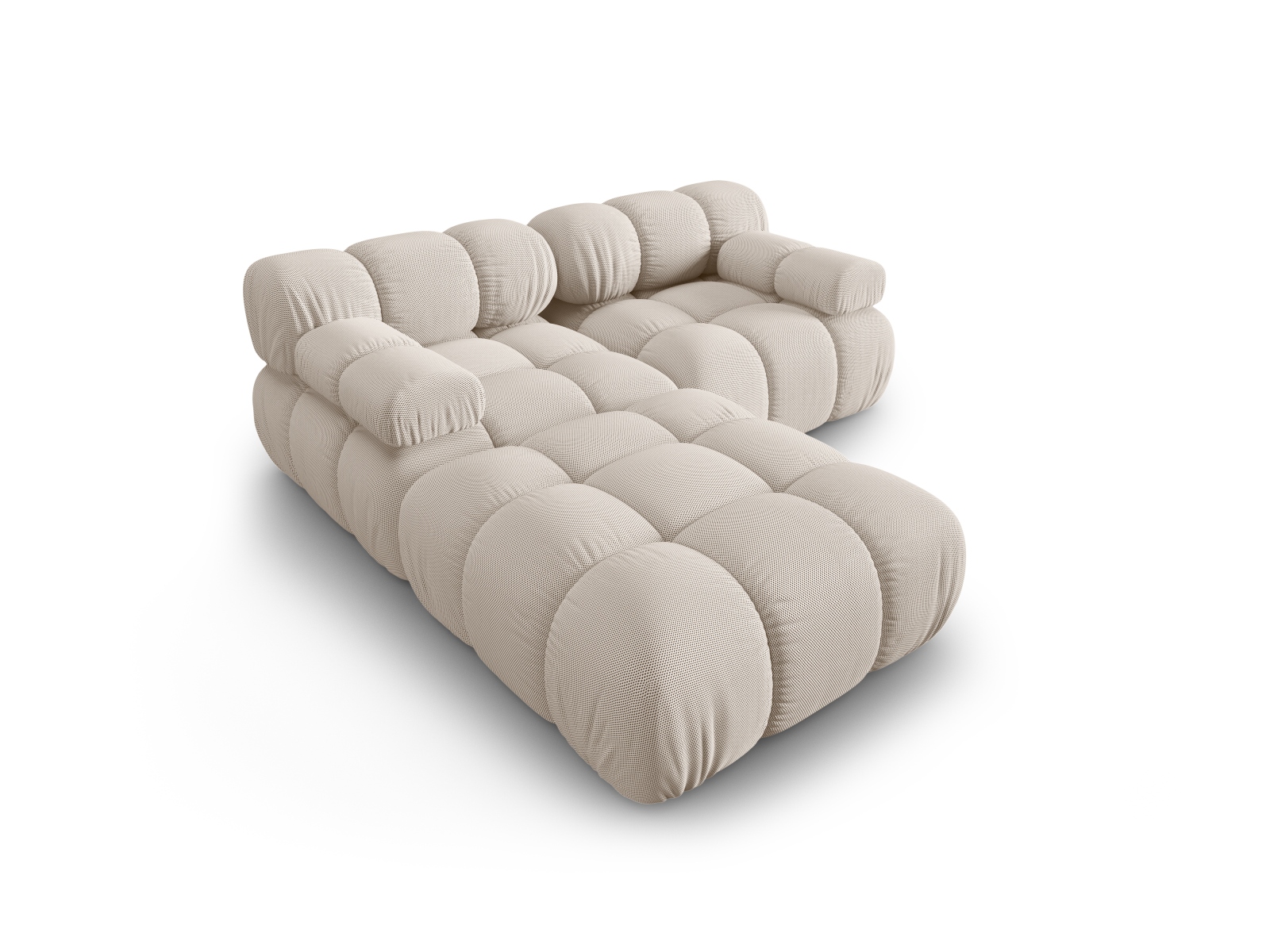 Micadoni Modulares Sofa Bellis 3-Sitzer mit flachem Modul 3D-Stoff Sonic Helles Beige