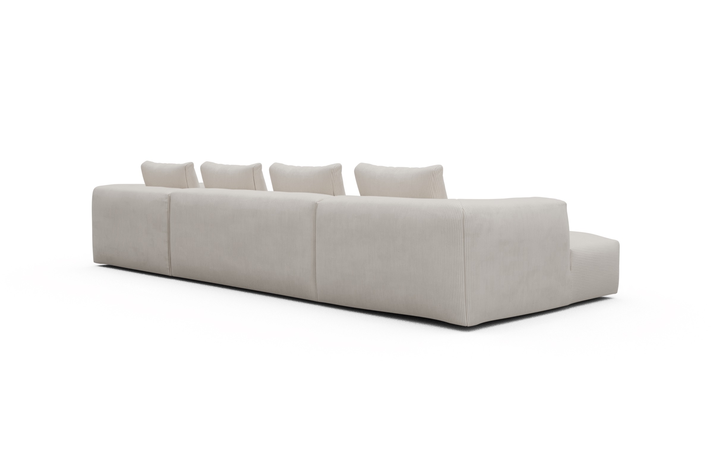 Wohnlandschaft Fred Relax-Ecke rechts mit 2-Sitzer und Chaiselongue links Corduroy-Ivory