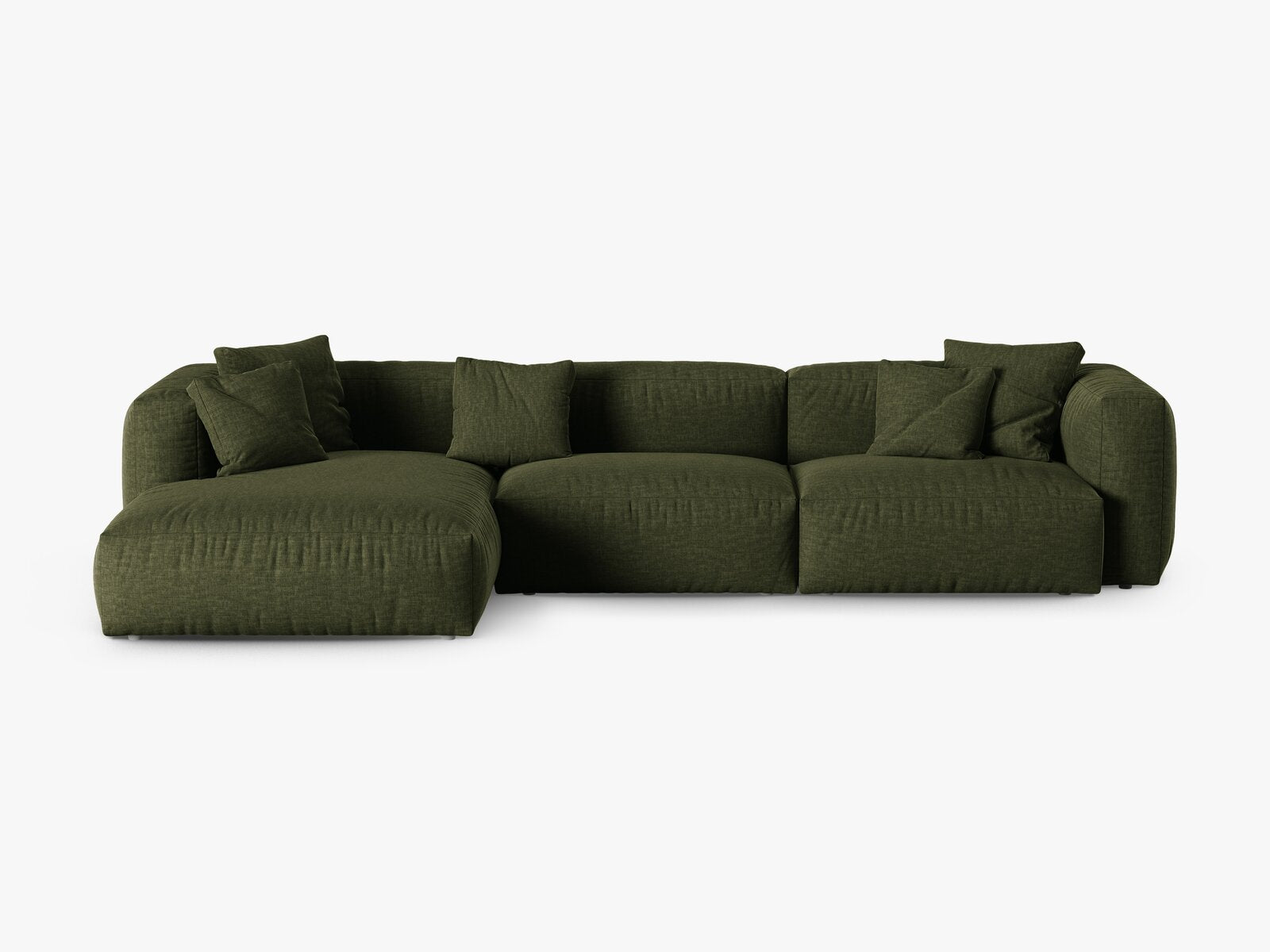 Micadoni Ecksofa Martina 3-Sitzer 90cm Sitztiefe Links Strukturierter Stoff Boston Grün