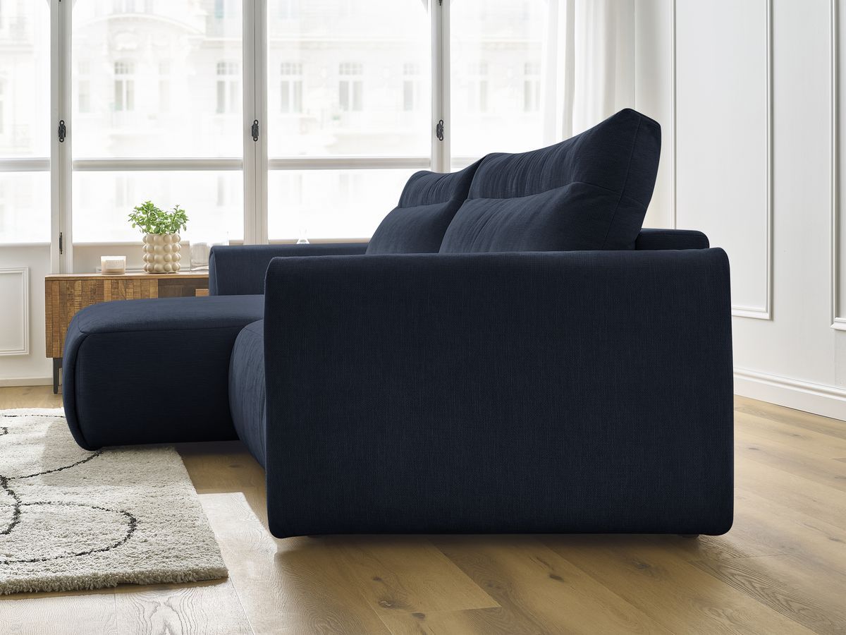 Bobochic Aden Ecksofa 293 × 152 cm Stoff Dunkelblau Ecke links