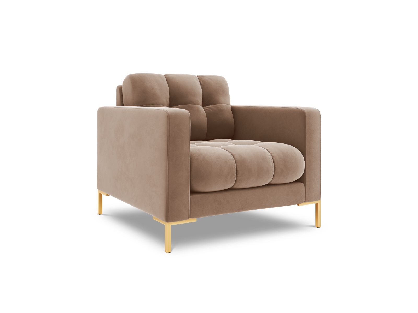 Cosmopolitan Design Sessel Bali Samt Bluvel Beige Beine Gold