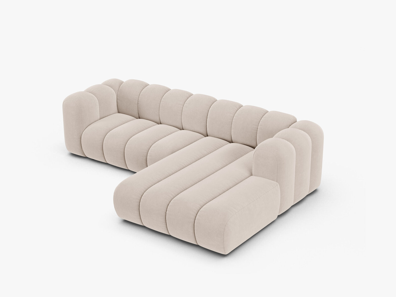 Micadoni Modulares Ecksofa Lupine 4-Sitzer mittelgroß Rechts Samt Venus Helles Beige