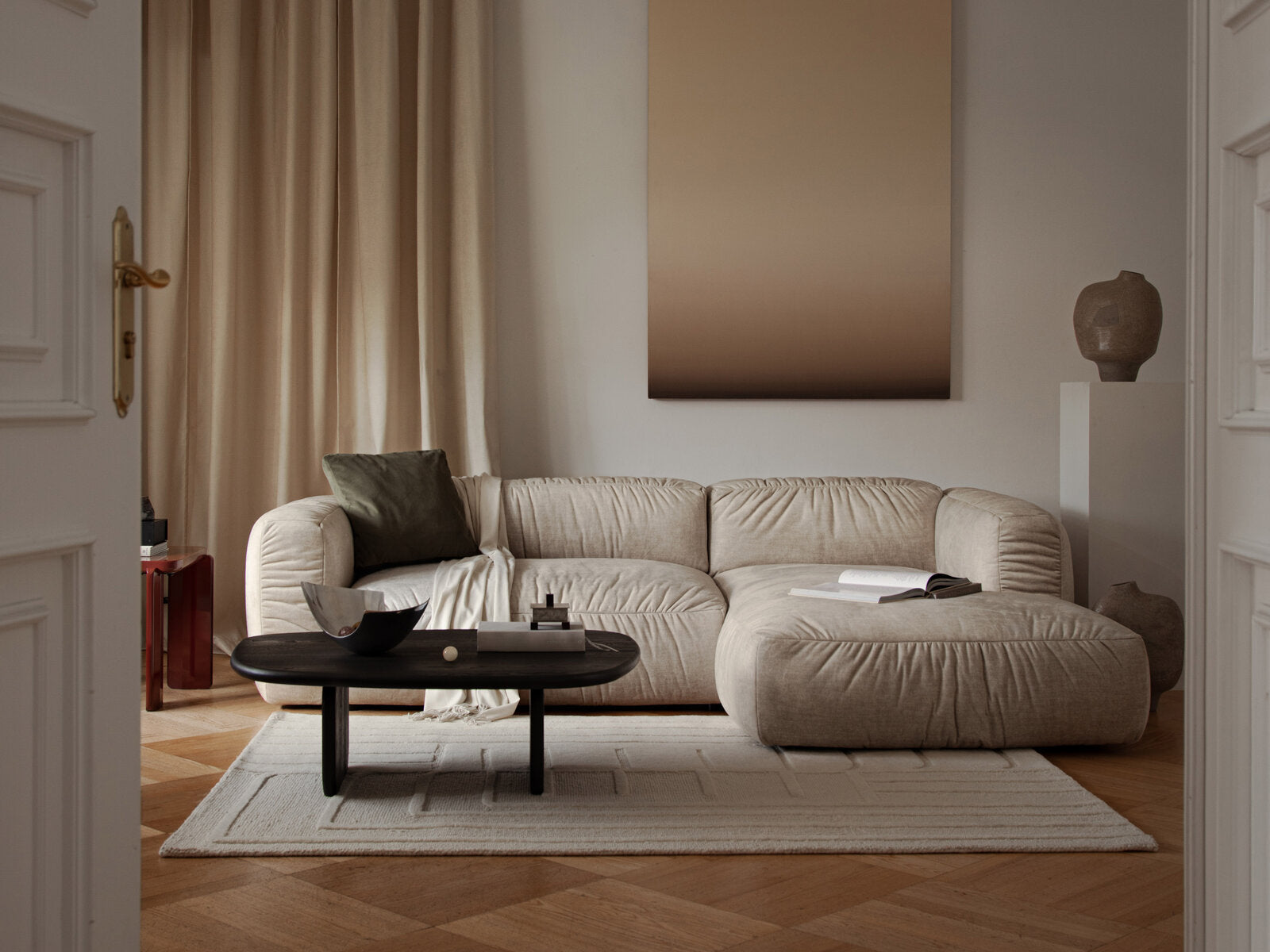 Micadoni Martina Sofa mit Bettfunktion Strukturierter Stoff Boston Dunkelbeige