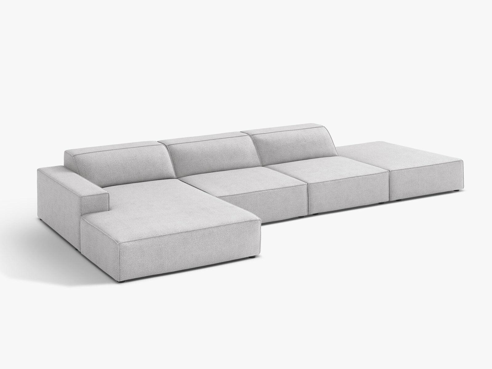 Micadoni Ecksofa Jodie 5-Sitzer Links Boucle Baloo Hellgrau