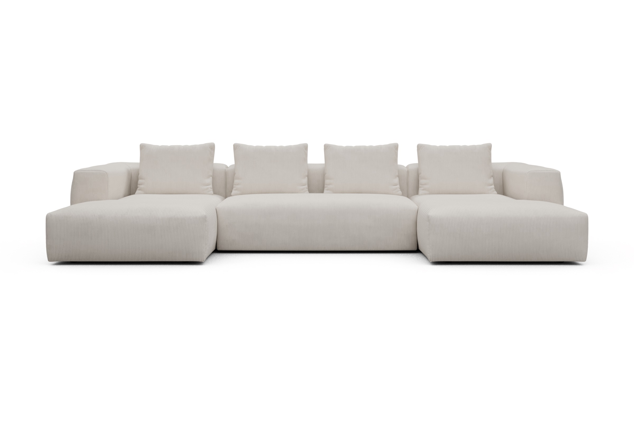 Skandi Home Wohnlandschaft Fred mit 2-Sitzer und Chaiselongue beidseitig Corduroy-Ivory moebelfaktor
