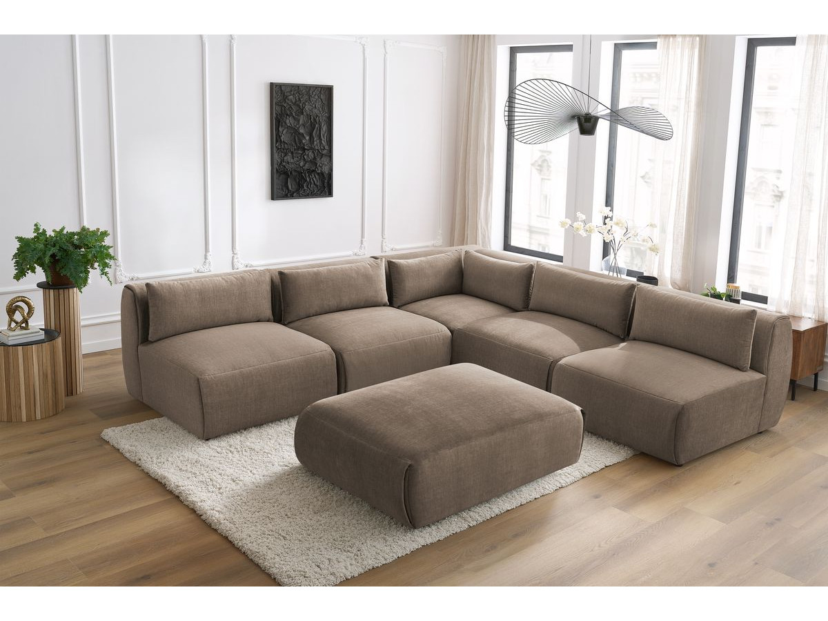 Bobochic Jeanne Ecksofa mit Pouf Samt Taupe