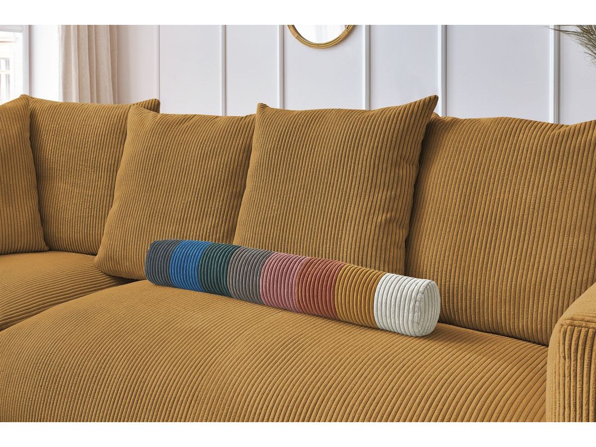 Bobochic Voltaire Ecksofa mit Pouf 268 × 214 cm Cordsamt Gelb Ecke links