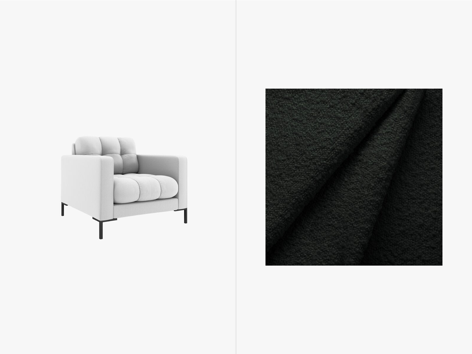 Micadoni Sessel Mamaia 1-Sitzer Boucle Baloo Schwarz schwarze Beine