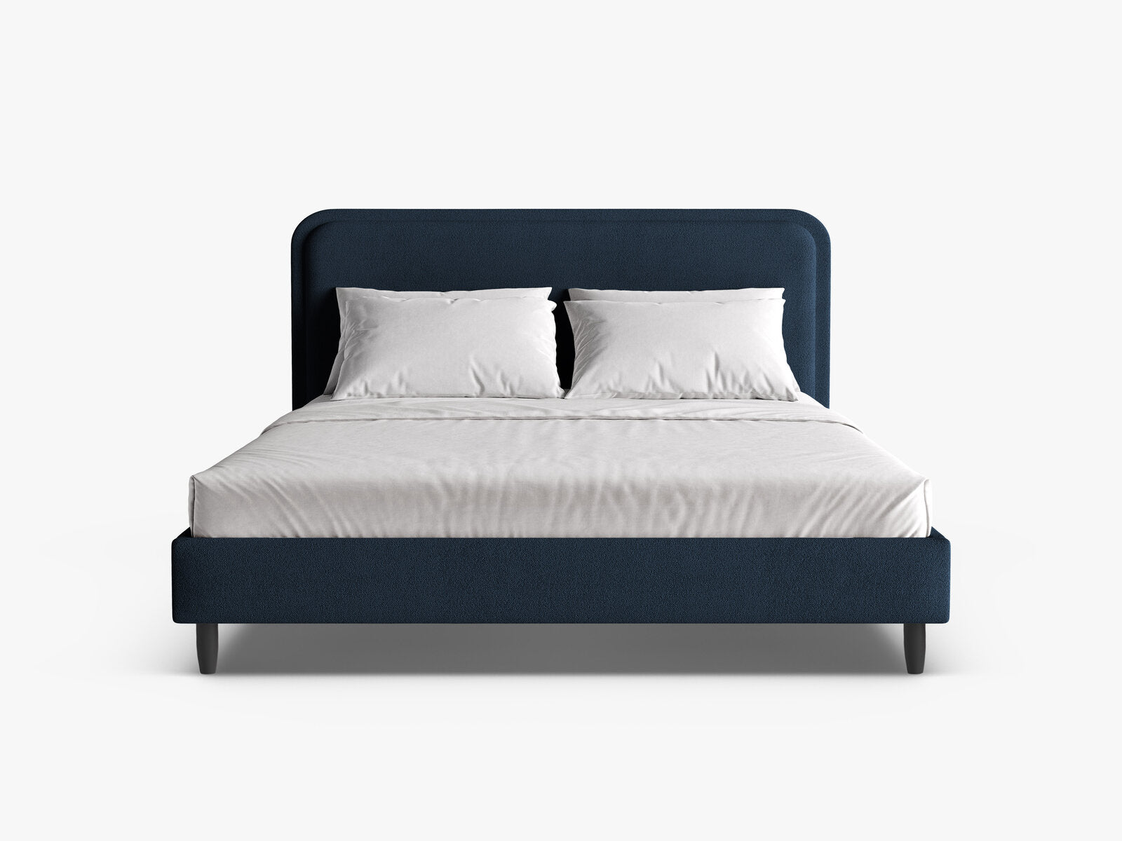 Micadoni Stauraumbett mit Kopfteil Aveline Boucle Baloo Dunkelblau 140x200