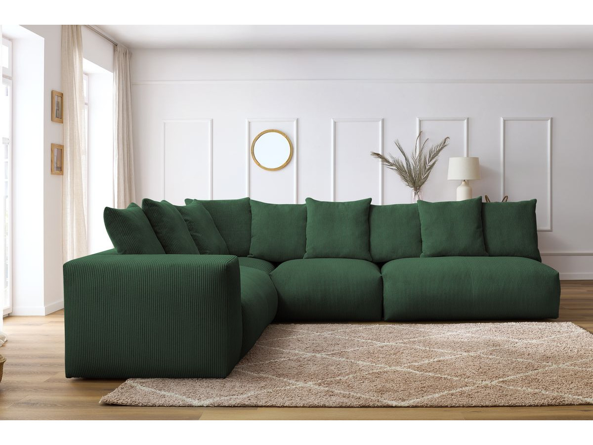 Bobochic Voltaire Ecksofa 322 × 268 cm Cordsamt Grün Ecke links