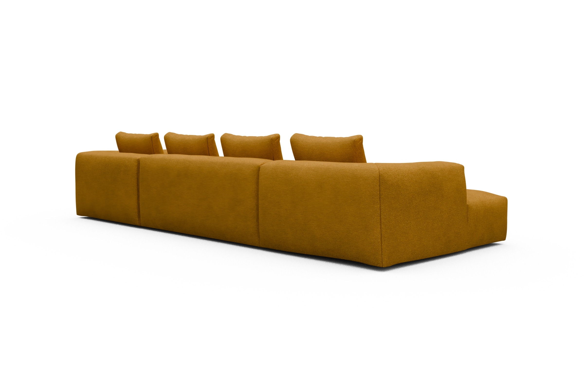 Wohnlandschaft Fred Relax-Ecke rechts mit 2-Sitzer und Chaiselongue links Boucle-Ochre