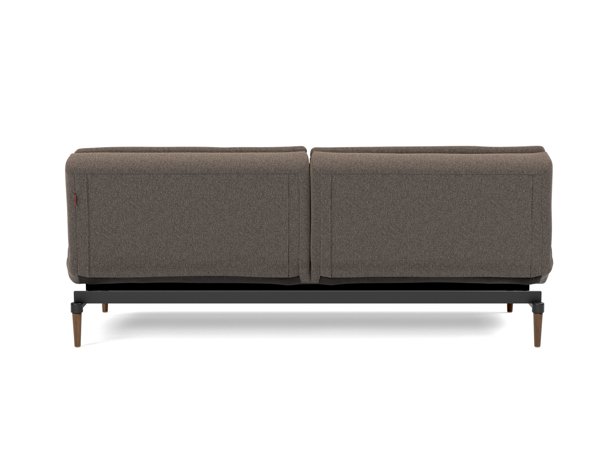 Schlafsofa Dublexo Boucle Skandi 530-Taupe Beine Styletto Eiche dunkel