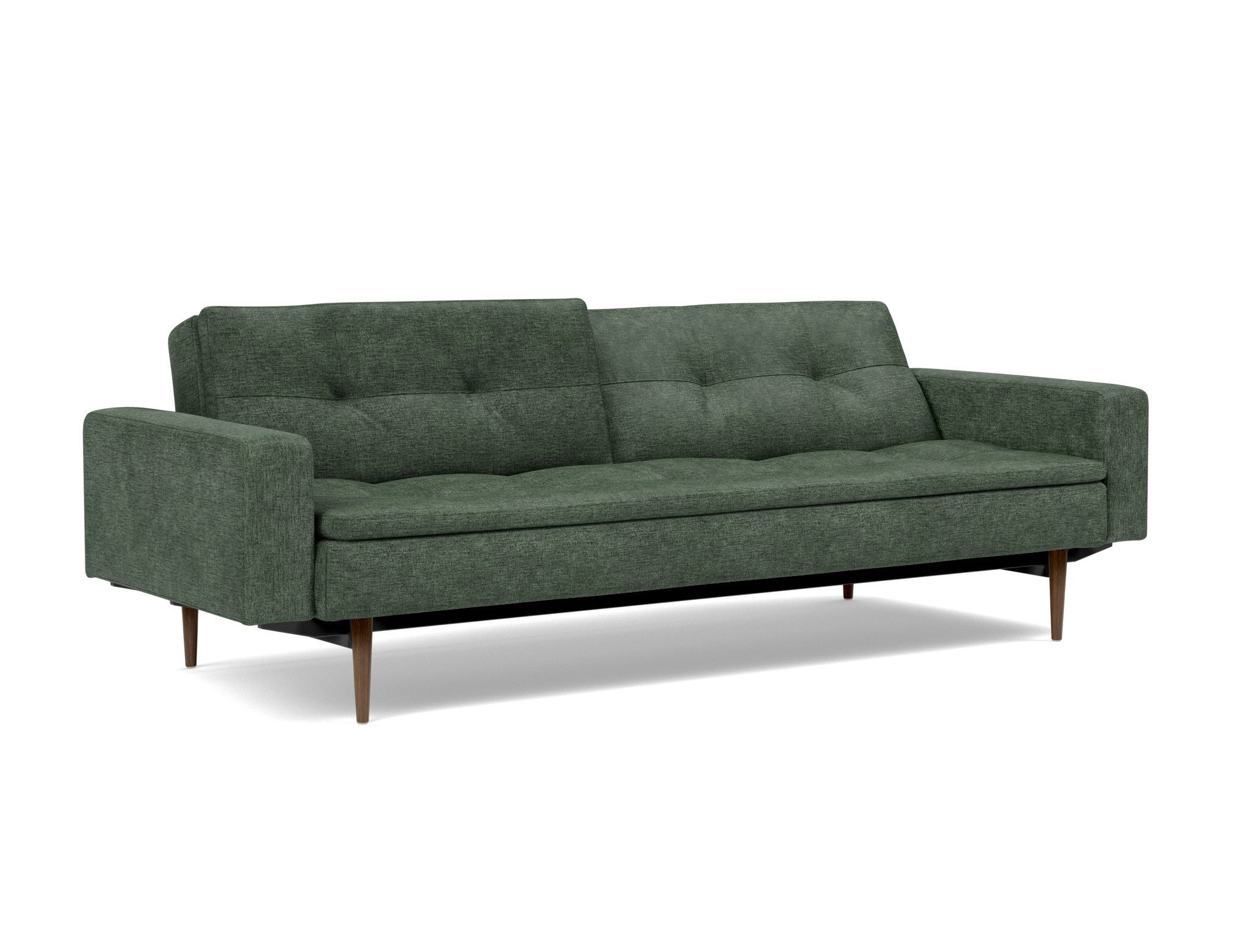Schlafsofa Dublexo mit Armlehnen Flachgewebe Avella 281-Pine-Green Beine Styletto Eiche dunkel