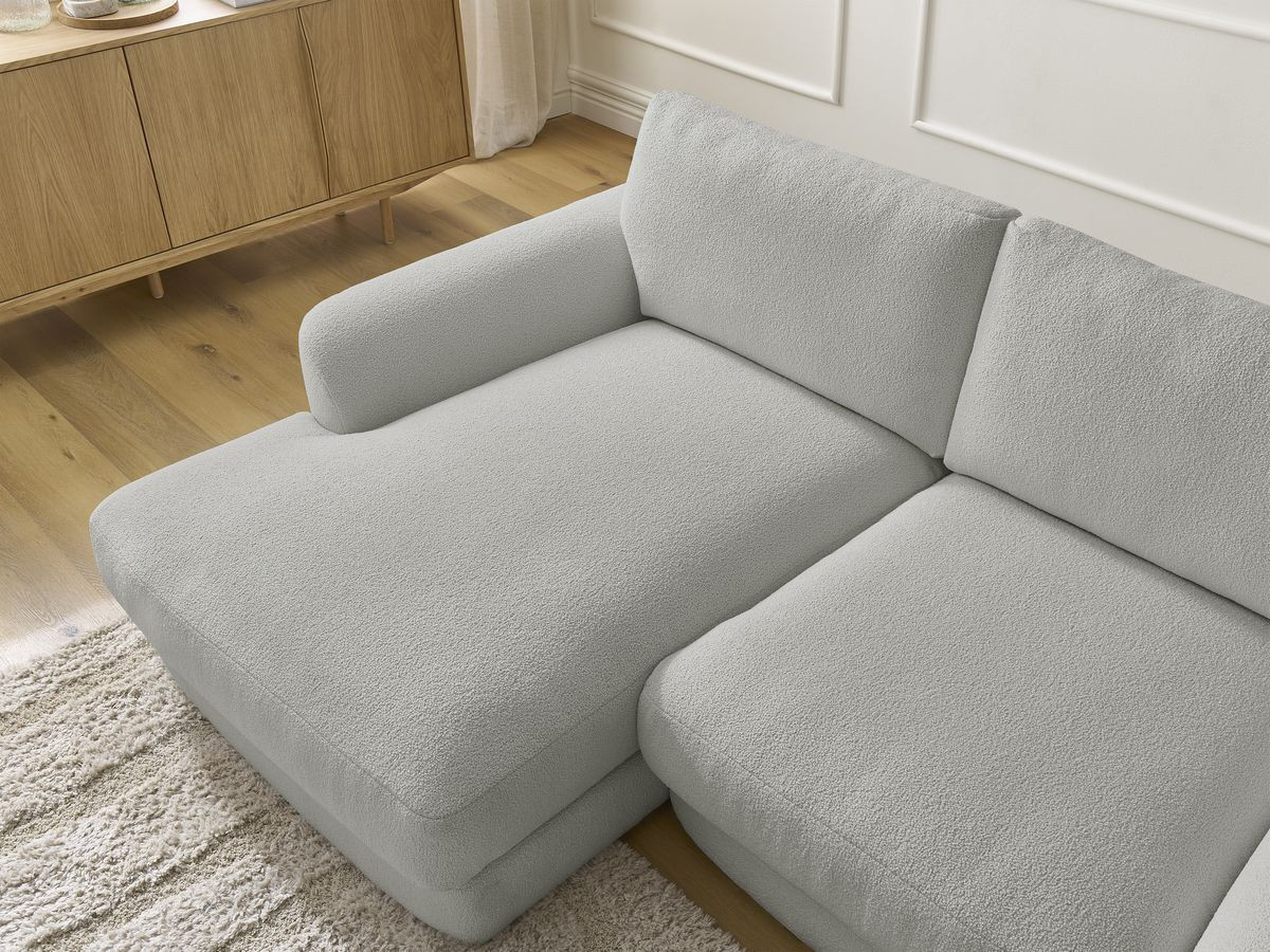 Bobochic Leonore Ecksofa Bouclé-Stoff Hellgrau Ecke links