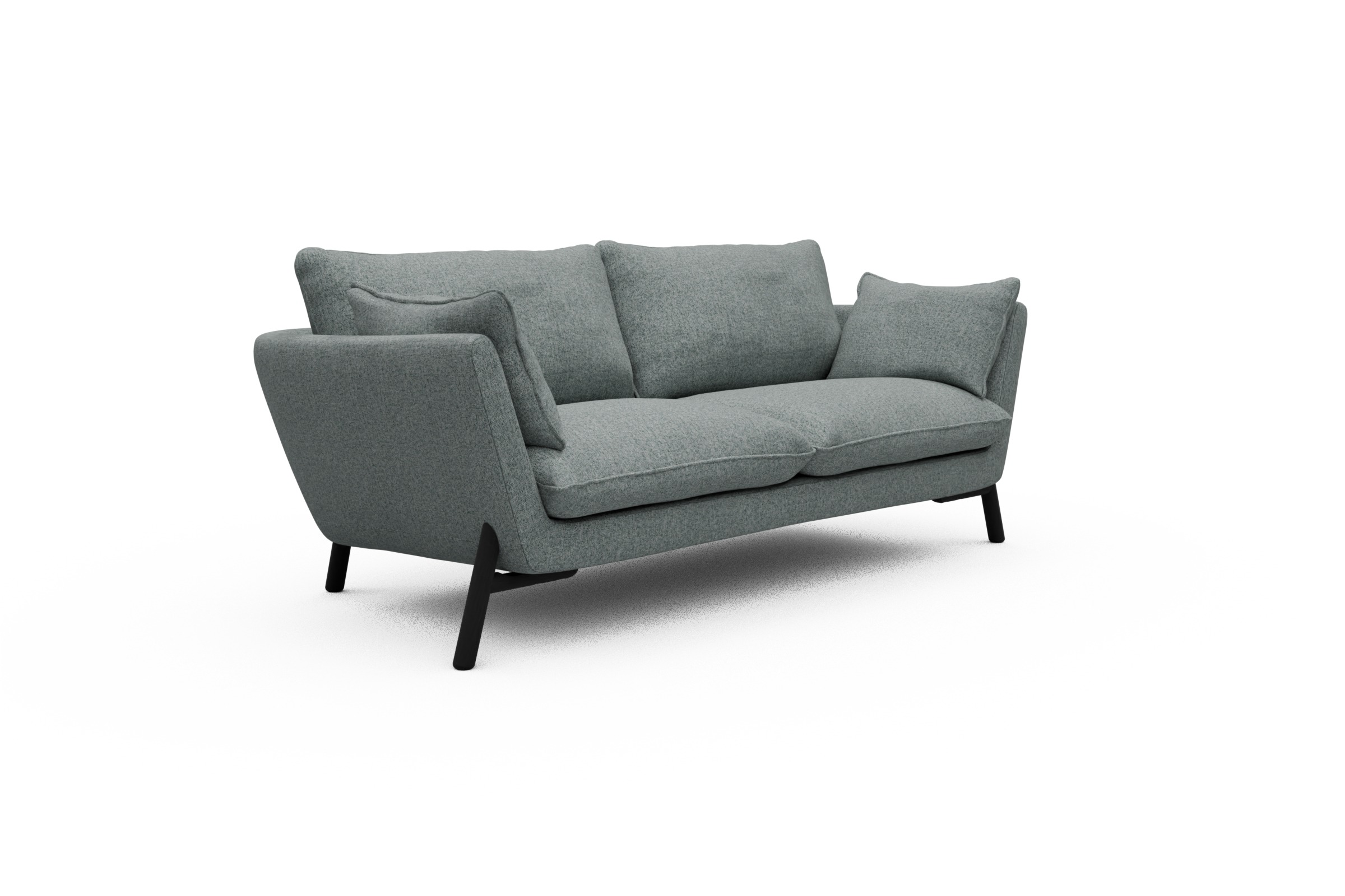 Sofa Emil 2-Sitzer Beinfarbe Eiche Schwarz Casone-Light-Mixed-Green