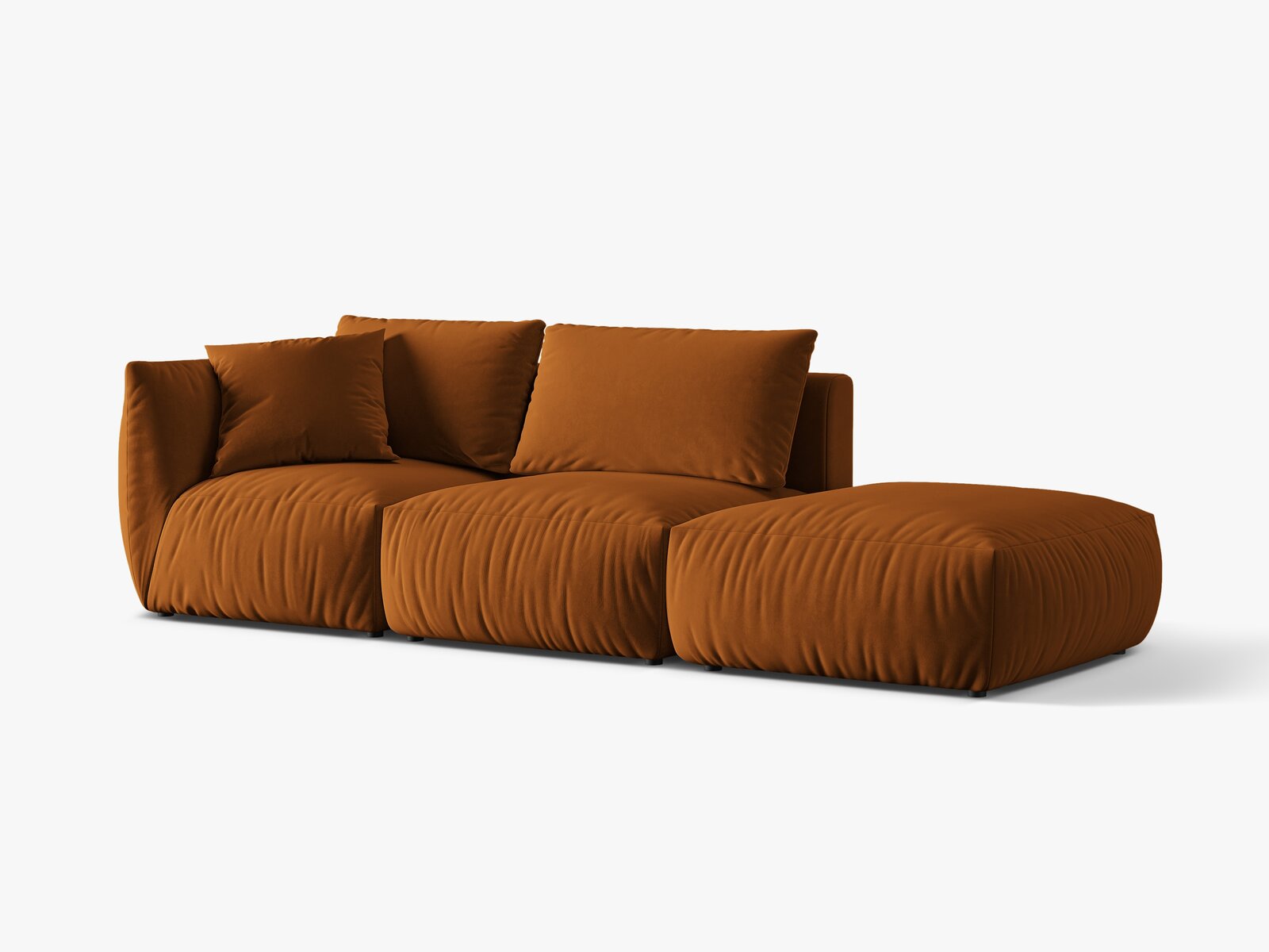 Micadoni Modulares Sofa Chris 3-Sitzer Rechts Samt Terrakotta