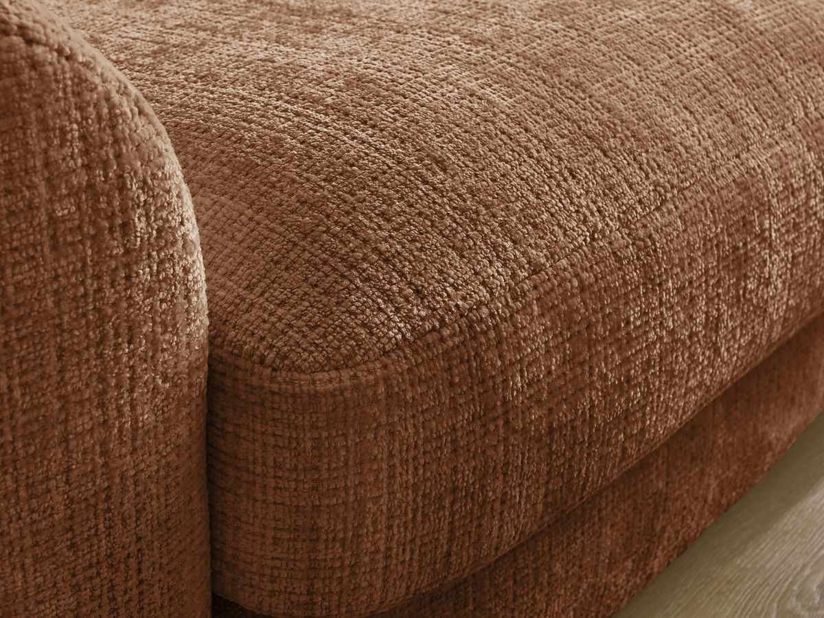 Bobochic Leonore Ecksofa mit Pouf Strukturstoff Orange Ecke rechts