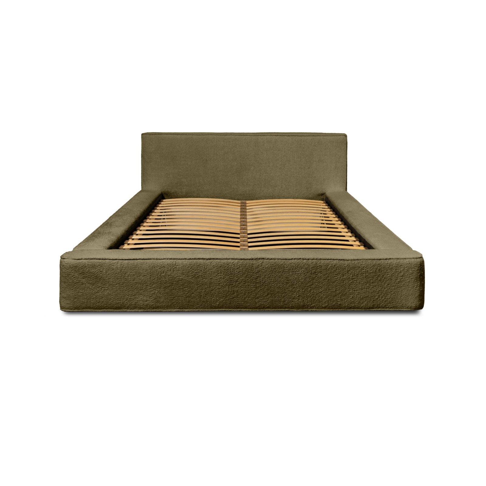 Polsterbett Delano Boucle 180x200 mit Metallrahmen Euphoria 11 Olive