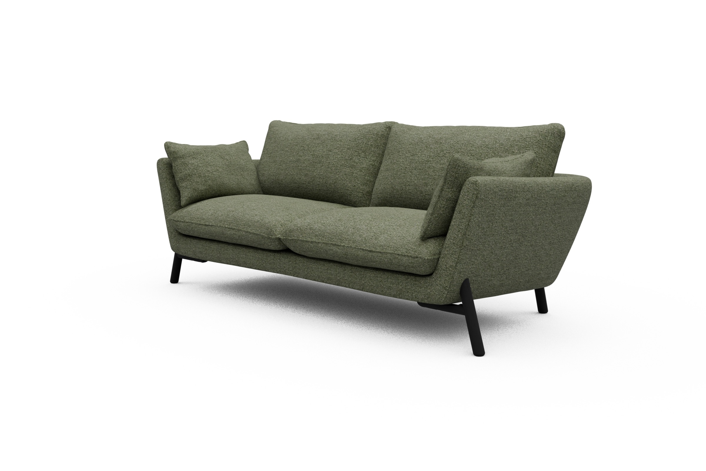 Sofa Emil 3-Sitzer Beinfarbe Eiche Schwarz Carreno-Vivid-Green