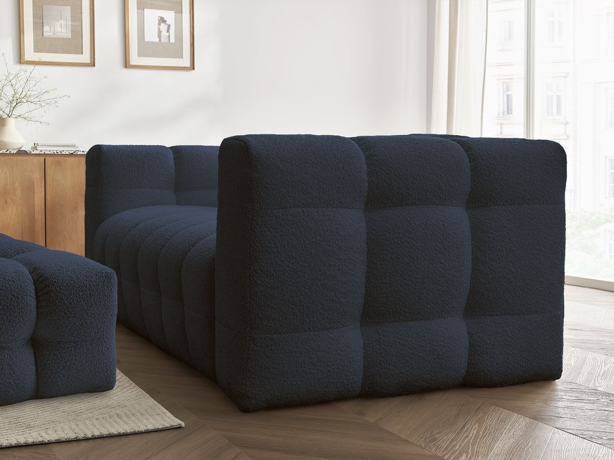Bobochic Cloud Schlafsofa 3-Sitzer mit Pouf Bouclé-Stoff Dunkelblau