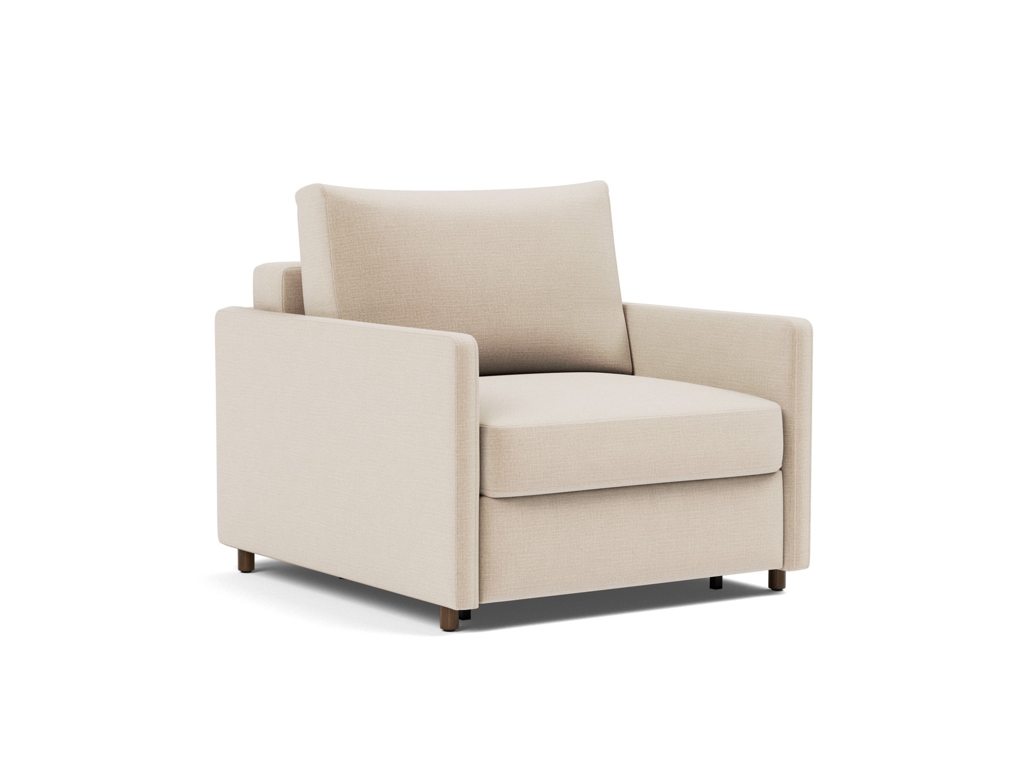 Schlafsessel Neah mit Slim-Armlehnen Chenille Esina 410-Almond-Beige