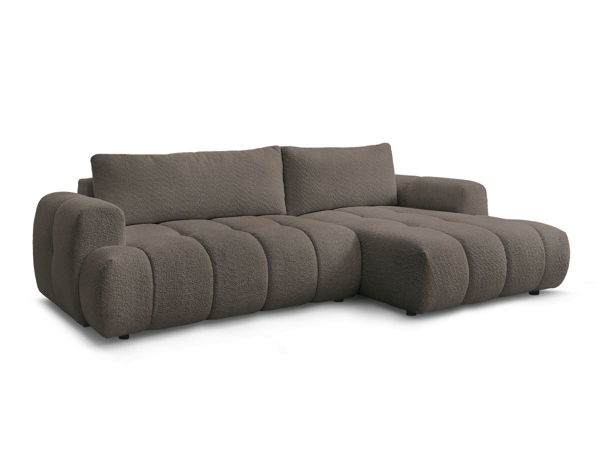 Bobochic Fuji Ecksofa mit Schlaffunktion und Bettkasten 292 × 160 cm Bouclé-Stoff Braun Ecke rechts