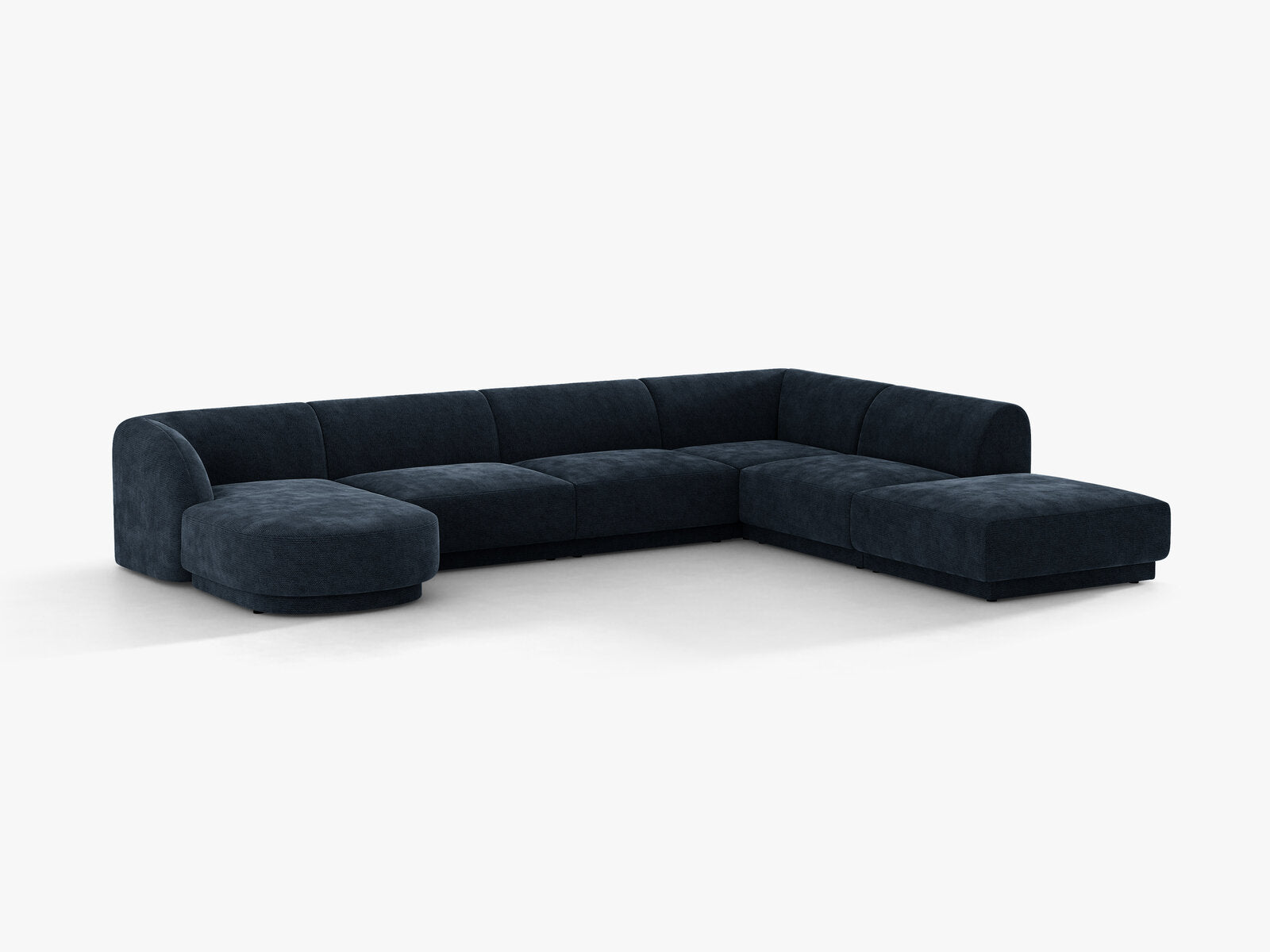 Micadoni Panorama-Ecksofa Miley 6-Sitzer Rechts Chenille Haga Königsblau