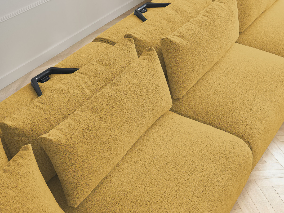 Bobochic Jana Wohnlandschaft mit kleinem Pouf Melange-Stoff Gelb