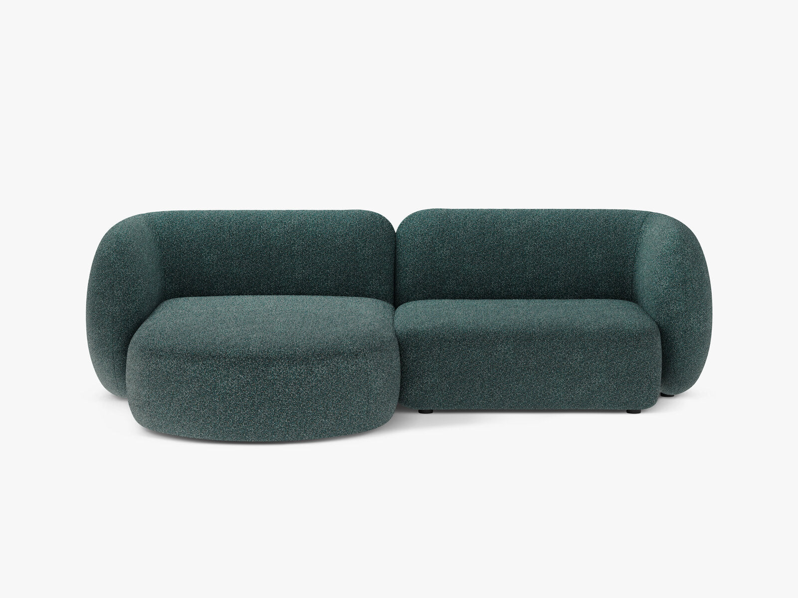 Micadoni Ecksofa Kate 2-Sitzer Links Strukturierter Stoff Puente Grün Blau Melange