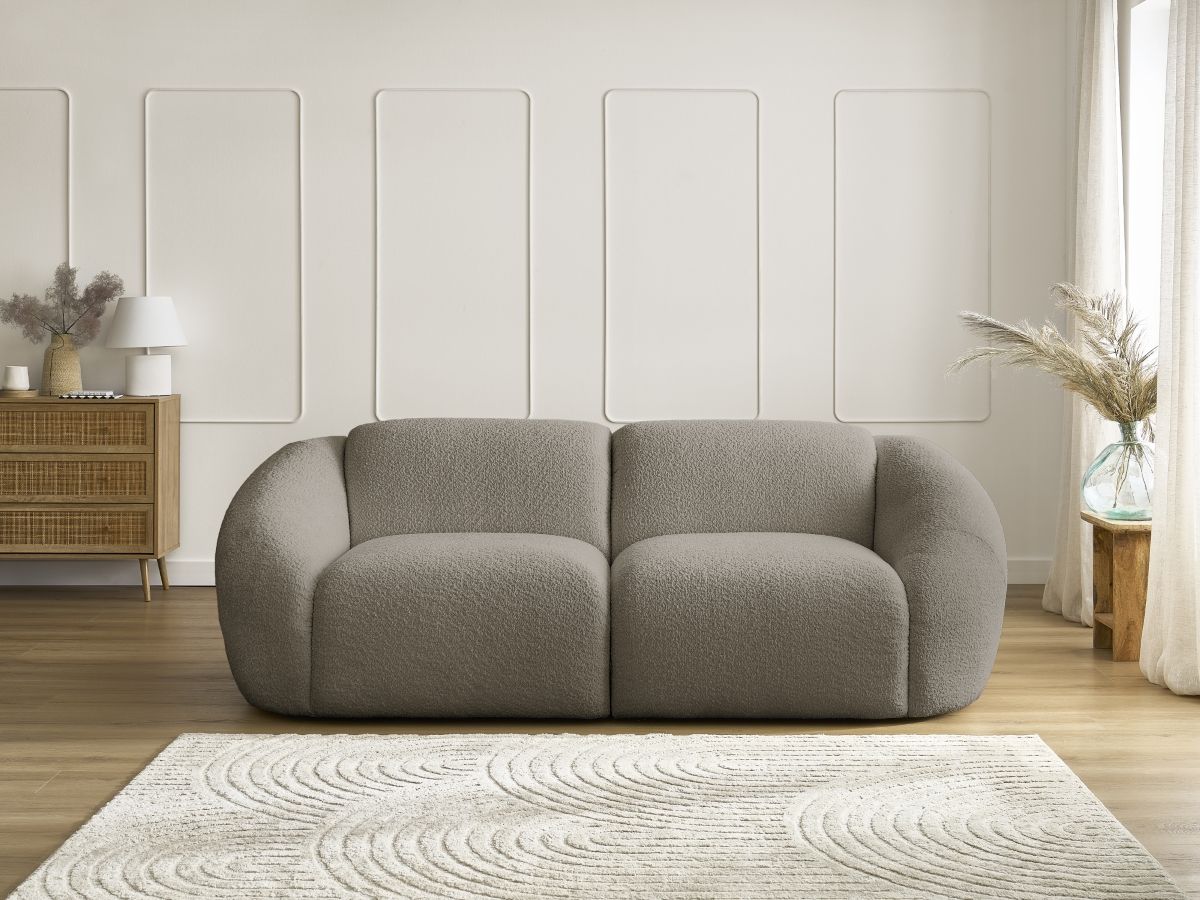 Bobochic Tina Sofa 2-Sitzer Bouclé-Stoff Taupe