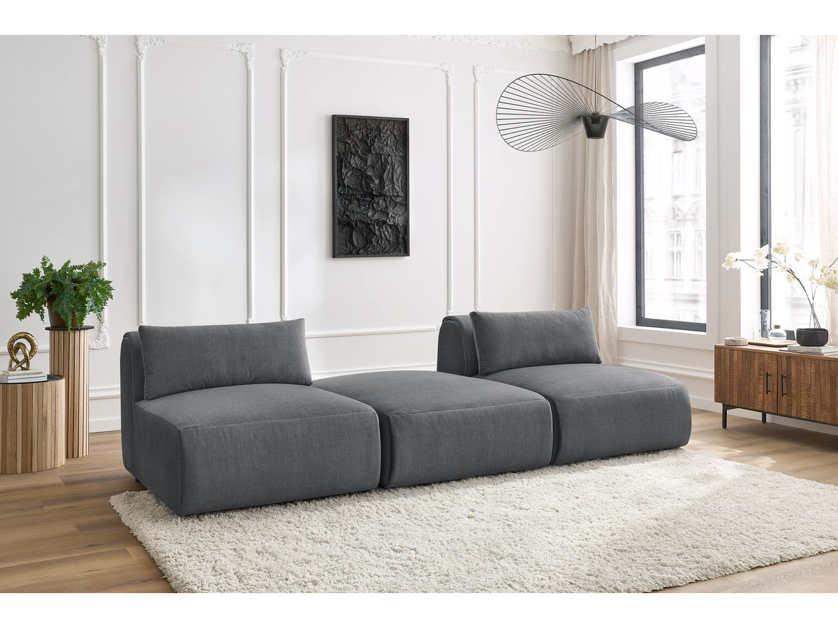 Bobochic Jeanne Sofa 3-Sitzer Samt Dunkelgrau