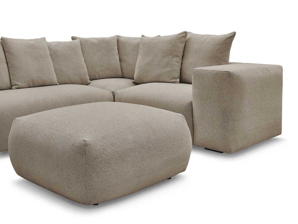 Bobochic Voltaire Ecksofa mit Pouf 268 × 214 cm Melange-Stoff Taupe Ecke rechts